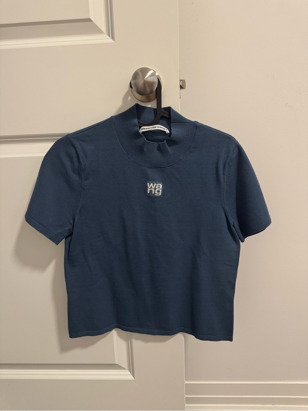 Alexander Wang Navy Logo Crop Tee